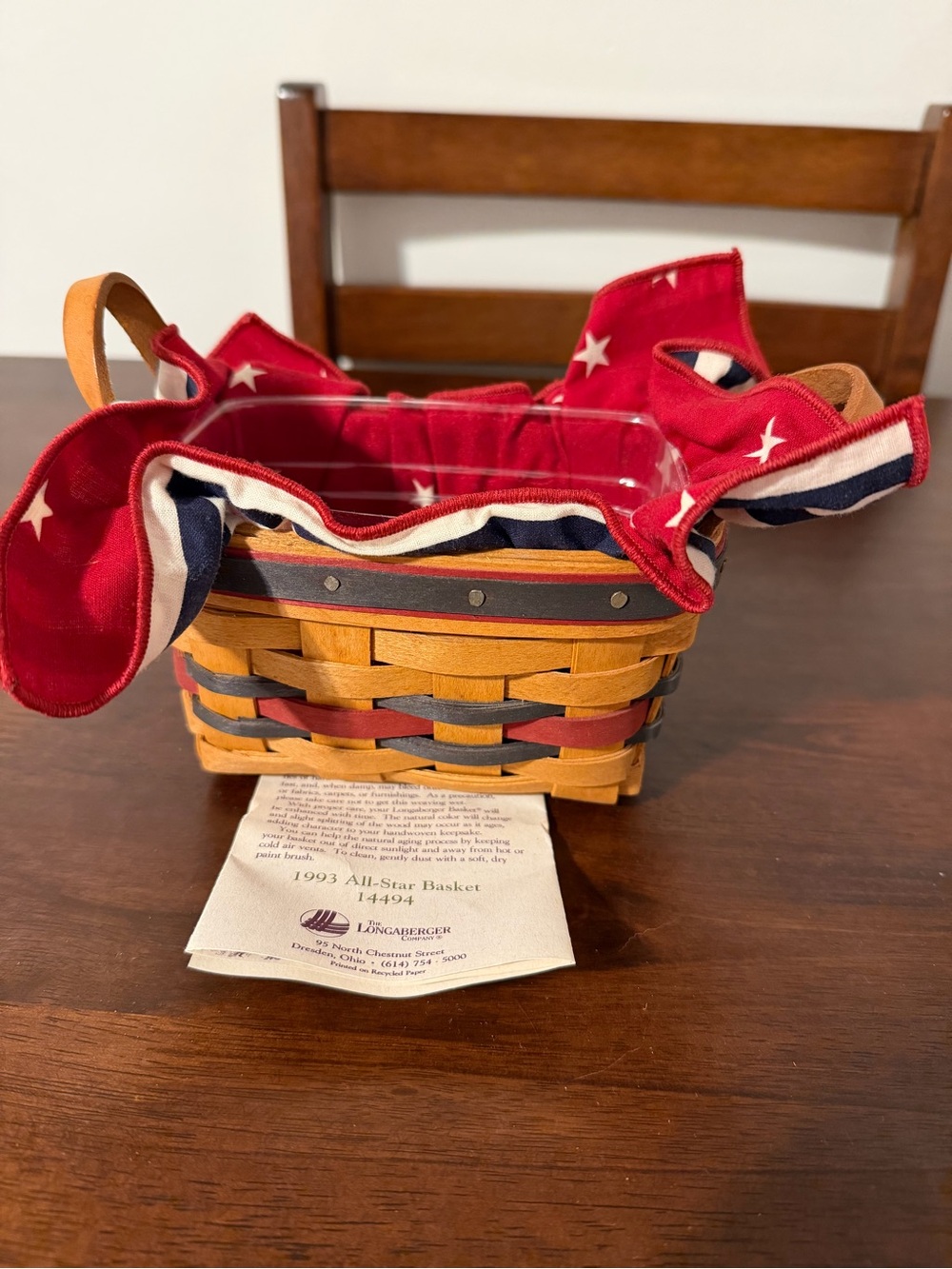 1993 Longaberger All Star Trio Basket Combo Stars & Stripes Liner and Protector